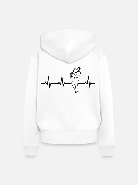 Saxophonist Herzschlag - Frauen Premium Bio Zip Hoodie - Weiß