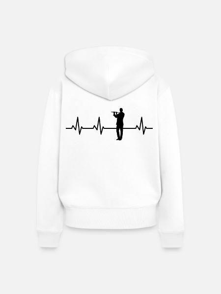 Flötenspieler Herzschlag - Frauen Premium Bio Zip Hoodie - Weiß