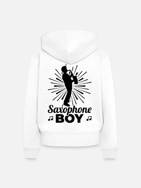 Saxophonist - Frauen Premium Bio Zip Hoodie - Weiß