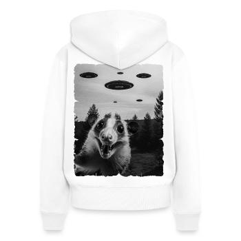 Possum Alien Invasion Uap Weirdcore - Women's Premium Organic Zip Hoodie - white - Back - AI Model Female 172 light (172cm)