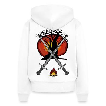 Mittelalter Schwert Schwerter Lagerfeuer Krieger - Frauen Premium Bio Zip Hoodie - Weiß - Hinten - AI Model Female 172 light (172cm)