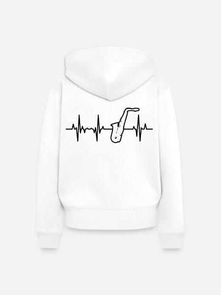 Saxophon Herzklopfen - Frauen Premium Bio Zip Hoodie - Weiß