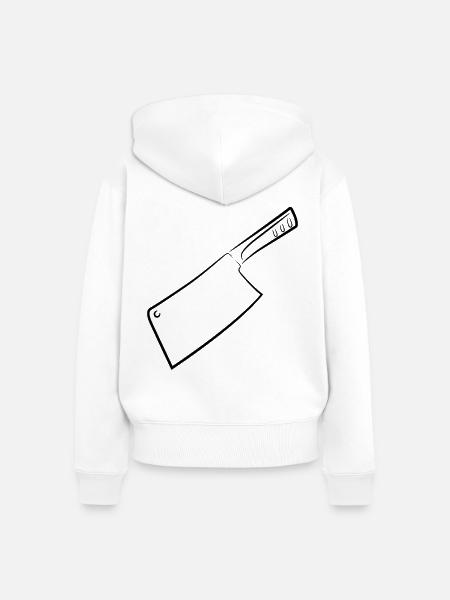 Hackbeil Zeichnung - Frauen Premium Bio Zip Hoodie - Weiß