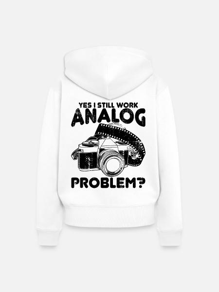 Ja ich arbeite noch analog - Frauen Premium Bio Zip Hoodie - Weiß