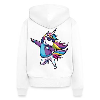 Illustration de danseuse de licorne arc-en-ciel - Sweat à capuche zippé Premium bio Femme - blanc - Dos - AI Model Female 172 light (172cm)