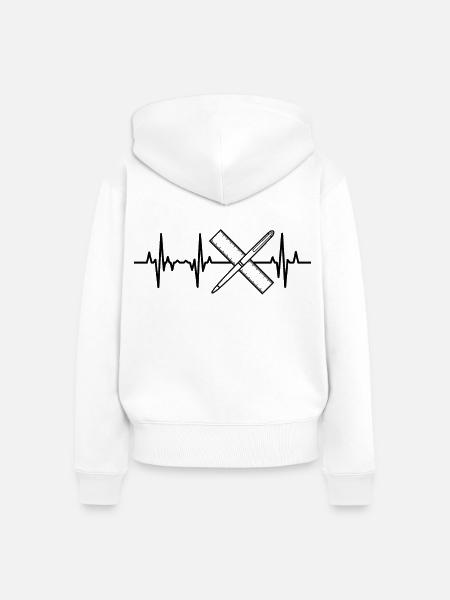 Stift und Lineal Pulsschlag - Frauen Premium Bio Zip Hoodie - Weiß