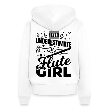 Never Underestimate A Flute Girl - Frauen Premium Bio Zip Hoodie - Weiß - Hinten - AI Model Female 172 light (172cm)