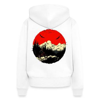 VTT Dessin Vintage - Sweat à capuche zippé Premium bio Femme - blanc - Dos - AI Model Female 172 light (172cm)