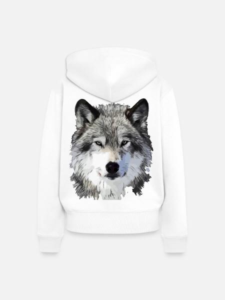 Der Wolf - Frauen Premium Bio Zip Hoodie - Weiß