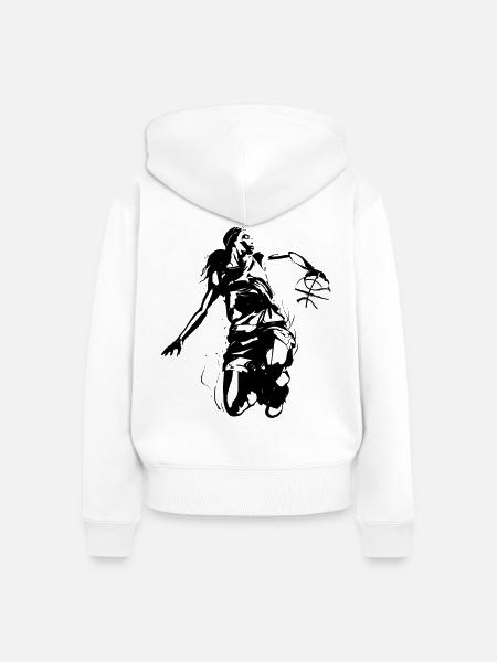 Basketballerin Grafik - Frauen Premium Bio Zip Hoodie - Weiß