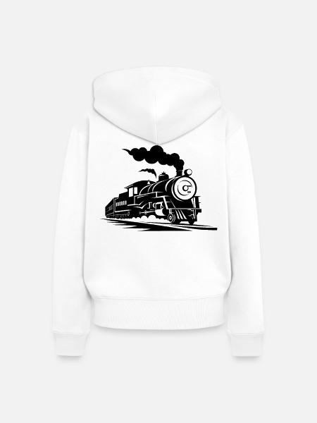 Dampfzug Skizze - Frauen Premium Bio Zip Hoodie - Weiß
