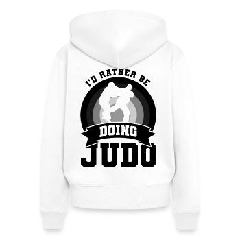 Je préfère faire du judo - Sweat à capuche zippé Premium bio Femme - blanc - Dos - AI Model Female 172 light (172cm)
