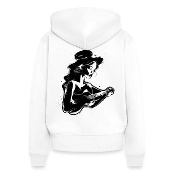 Croquis de musicien hawaïen - Sweat à capuche zippé Premium bio Femme - blanc - Dos - AI Model Female 172 light (172cm)