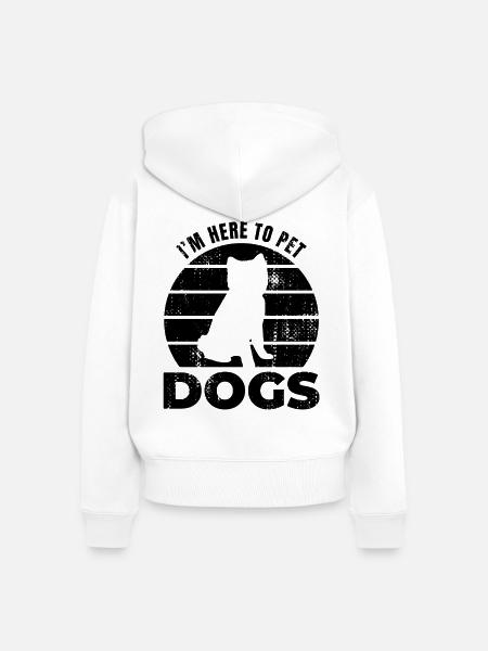I'm Here To Pet Dogs - Frauen Premium Bio Zip Hoodie - Weiß