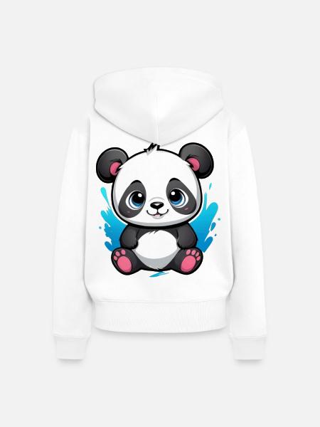 Panda Bär - Frauen Premium Bio Zip Hoodie - Weiß