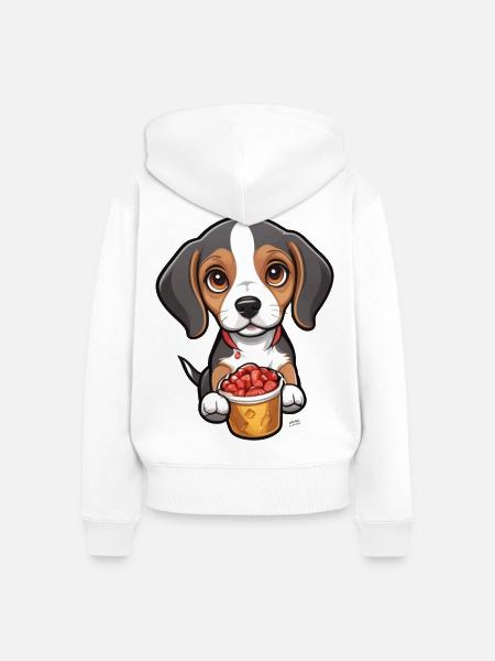 Tiny Beagle Pup - Frauen Premium Bio Zip Hoodie - Weiß