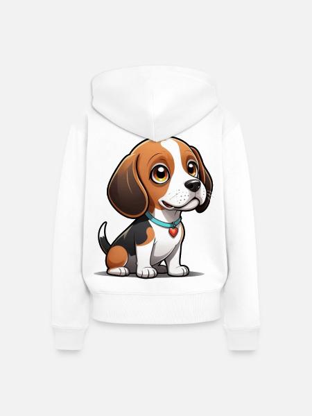 Beagle Heart Pup - Frauen Premium Bio Zip Hoodie - Weiß