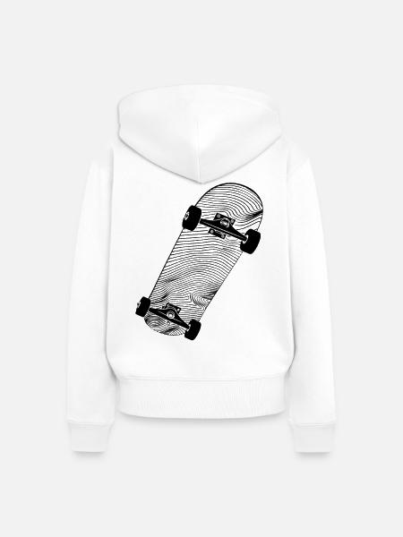Skateboard Zeichnung - Frauen Premium Bio Zip Hoodie - Weiß