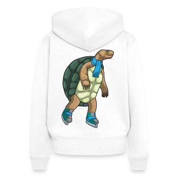 Patins à glace tortue - Sweat à capuche zippé Premium bio Femme - blanc - Dos - AI Model Female 172 light (172cm)