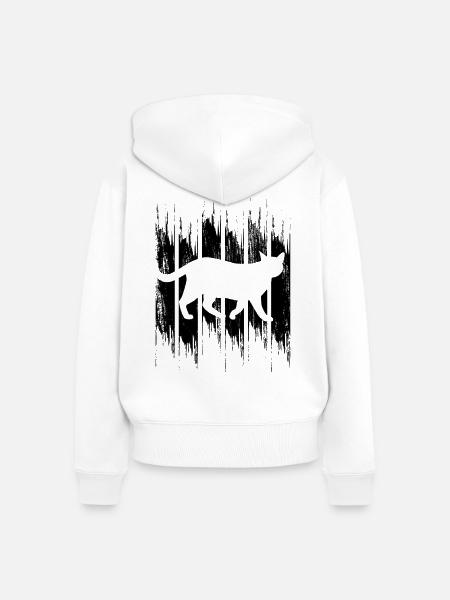 Katze - Frauen Premium Bio Zip Hoodie - Weiß