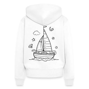 Cartoon Sailing - Women's Premium Organic Zip Hoodie - white - Back - AI Model Female 172 light (172cm)
