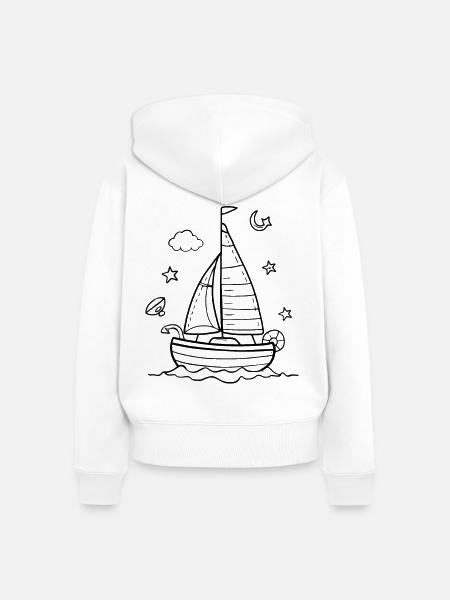 Cartoon Segeln - Frauen Premium Bio Zip Hoodie - Weiß