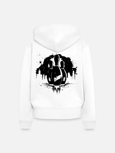 Bowling Grafik - Frauen Premium Bio Zip Hoodie - Weiß