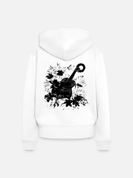 Gitarre Zeichnung - Frauen Premium Bio Zip Hoodie - Weiß