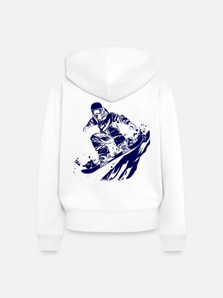 Snowboarder Skizze - Frauen Premium Bio Zip Hoodie - Weiß