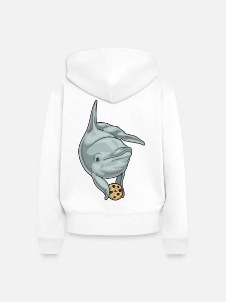 Delfin Cookie - Frauen Premium Bio Zip Hoodie - Weiß