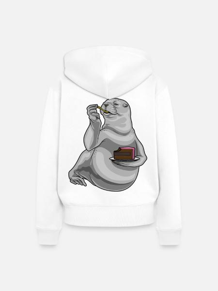 Seehund Kuchen - Frauen Premium Bio Zip Hoodie - Weiß