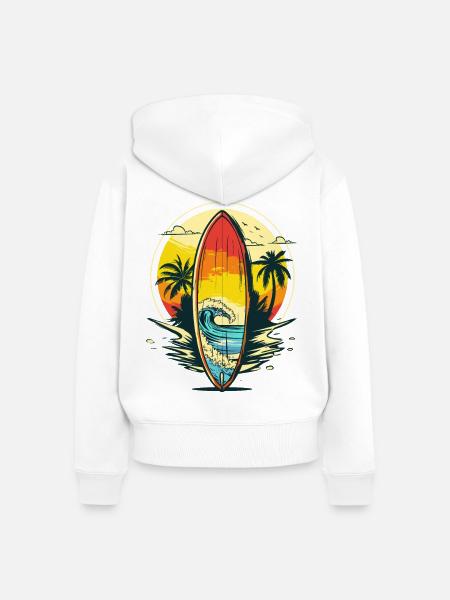 Surfen Porträt - Frauen Premium Bio Zip Hoodie - Weiß