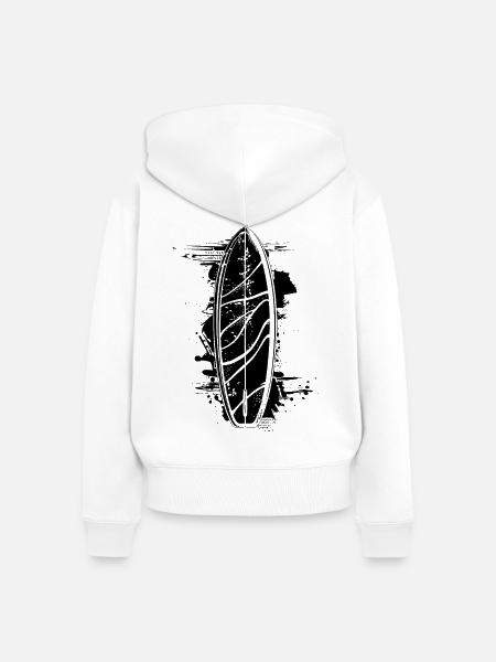 Surfbrett - Frauen Premium Bio Zip Hoodie - Weiß