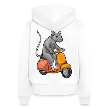 Ratte Motorroller - Frauen Premium Bio Zip Hoodie - Weiß - Hinten - AI Model Female 172 light (172cm)