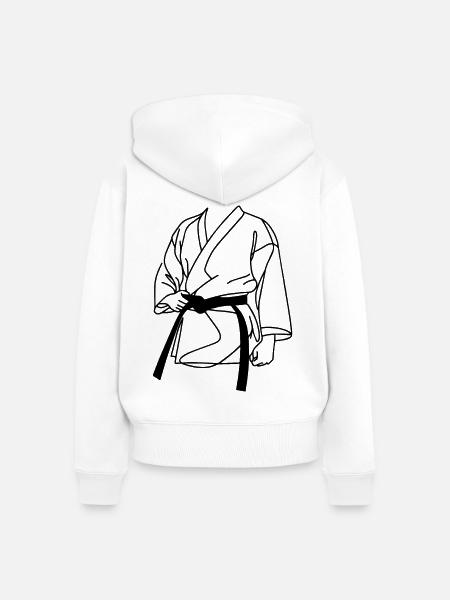 Karateka Zeichnung - Frauen Premium Bio Zip Hoodie - Weiß