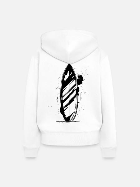 Surfbrett Zeichnung - Frauen Premium Bio Zip Hoodie - Weiß