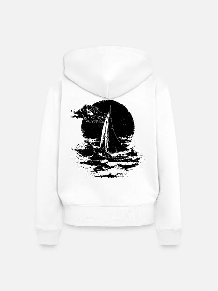 Segeln - Frauen Premium Bio Zip Hoodie - Weiß