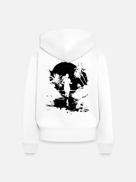 Läuferin Zeichnung - Frauen Premium Bio Zip Hoodie - Weiß