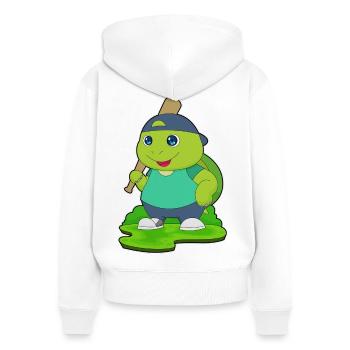 Batte de baseball Turtle - Sweat à capuche zippé Premium bio Femme - blanc - Dos - AI Model Female 172 light (172cm)