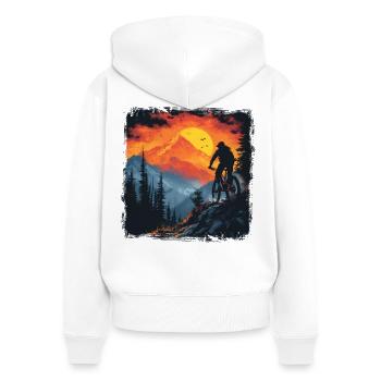 VTT dessin rétro - Sweat à capuche zippé Premium bio Femme - blanc - Dos - AI Model Female 172 light (172cm)