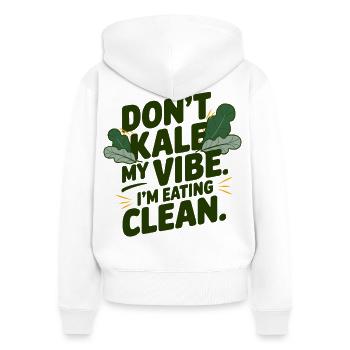 Don't Kale My Vibe Lustiges veganes Geschenk - Frauen Premium Bio Zip Hoodie - Weiß - Hinten - AI Model Female 172 light (172cm)