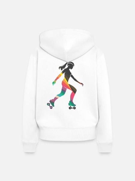 Rollschuhfahrendes Mädchen - Frauen Premium Bio Zip Hoodie - Weiß