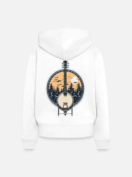 Banjo Grafik - Frauen Premium Bio Zip Hoodie - Weiß