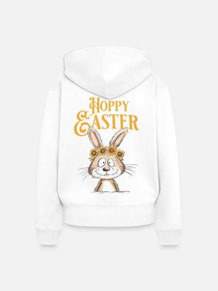 Happy Easter Osterhase - Frauen Premium Bio Zip Hoodie - Weiß