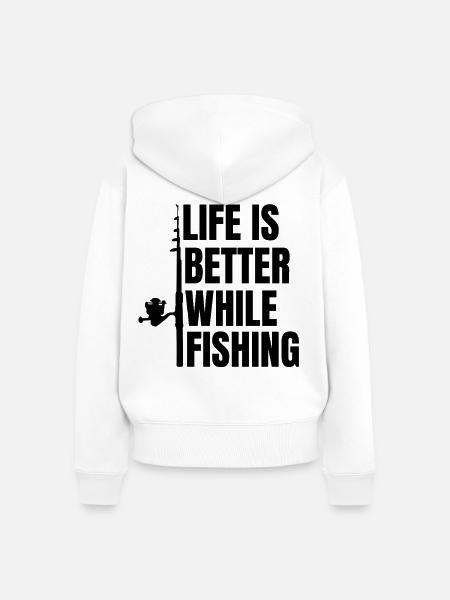 Fischer Motivation - Frauen Premium Bio Zip Hoodie - Weiß