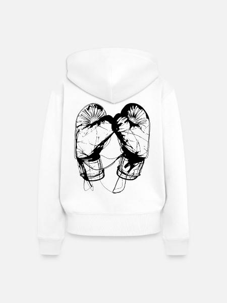 Boxhandschuhe Zeichnung - Frauen Premium Bio Zip Hoodie - Weiß