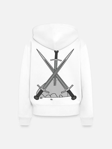 Mittelalter Helden Schwert Stein Märchen - Frauen Premium Bio Zip Hoodie - Weiß