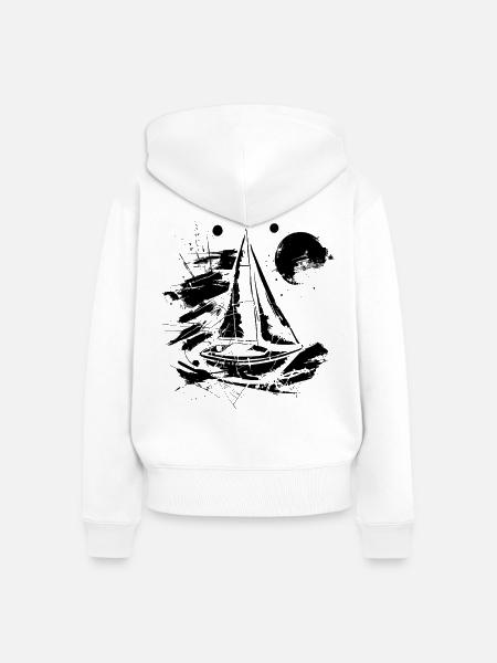 Segeln - Frauen Premium Bio Zip Hoodie - Weiß