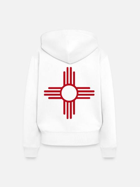 Zia-Symbol - Frauen Premium Bio Zip Hoodie - Weiß