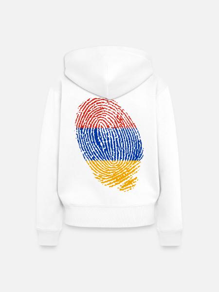 Fingerabdrücke der armenischen Flagge - Frauen Premium Bio Zip Hoodie - Weiß